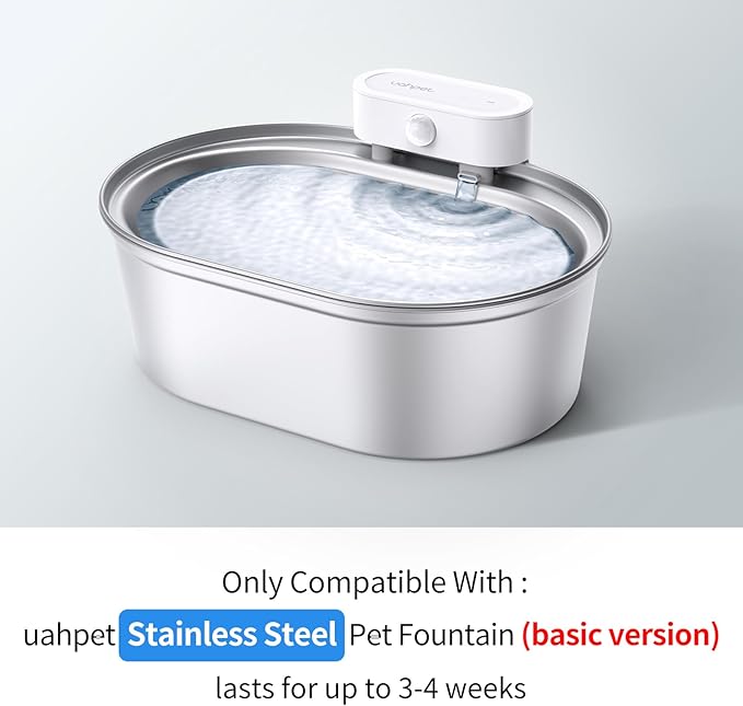uahpet Stainless Steel Cat Water Fountain Replacement Filters 6 Pack with 8 Filter Sponges (water dispenser is not included), Compatible with uahpet Stainless Steel Pet Fountain (basic version)