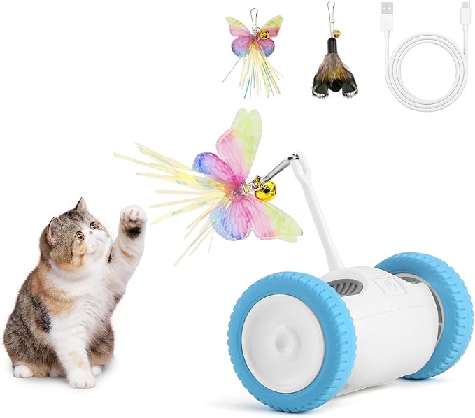 Interactive Cat Toy, Kitten Toy for Indoor Cats, Automatic Cat Toy with LED Lights, Cat Mouse Toy, USB-C Rechargeable