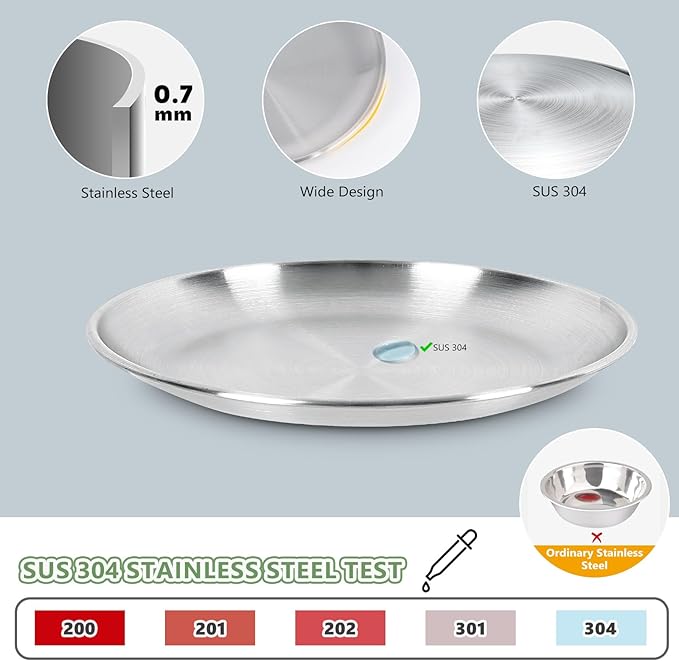 Wide Whisker Friendly Cat Dishes Set 6.7", Stainless Steel Cats Bowls, Shallow Food Bowl, Indoor Kitten Feeding Wet & Dry Food Dish to Prevent Whisker Fatigue(13 OZ) (Cat Dishes, 6 PCS)