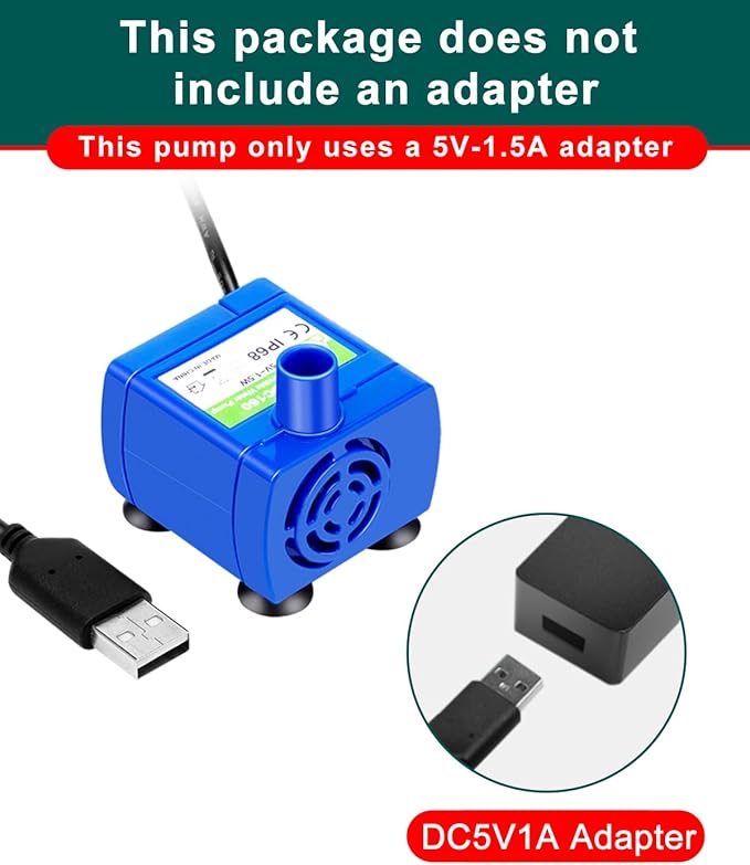 Cat Water Fountain Pump,Pet Fountain Pump No LED Light Replacement Pump DR-DC160 Motor for 360°Stainless Steel Cat Fountain and Cupcake Ceramic Cat Drinking Fountain(DR-DC160)