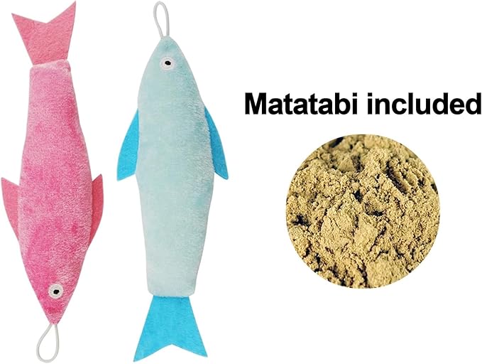 Catnip Matatabi Toys for Cats & Kittens,Cat Toys for Indoor Cats,Cat Kicker Toy(Fish*2)