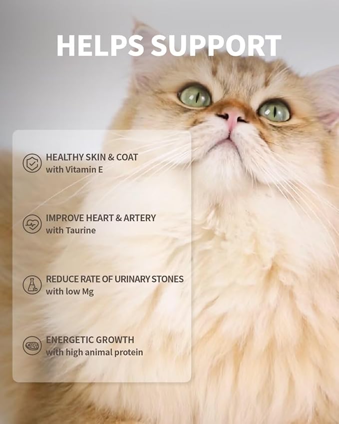 Freeze-Dried Cat Food, 97% Raw Meat 60% High Protein, Grain-Free Cat Food Topper, Health Dry Cat Food (Poultry Recipe - 14 Ounce)