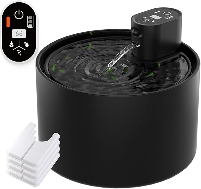 Ceramic Cat Water Fountain,2.3lL/78oz Cat Water Fountain Cordless, Automatic pet Water Fountain with Ultra-Quiet Pump and 4 Filter for Cats, Dogs, Multiple Pets