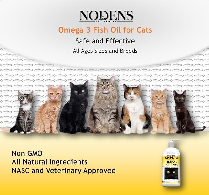 Fish Oil for Cats Natural Omega 3 Fish Oil Liquid for Pets - Cat Shedding Products, Cat Dandruff - Omega 3 Fish Oil for Cats Hairballs - Cat Health Supplies Omega 3 for Cat Vitamins and Supplements