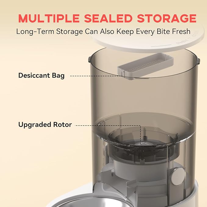 Rechargable Automatic Cat Feeders - 5G WiFi Pet Feeder with APP Control, 4L Timed Cat Feeders for Dry Food, 1-10 Meals Per Day, 12 Portions Per Meal - Ceramic Bowl Included