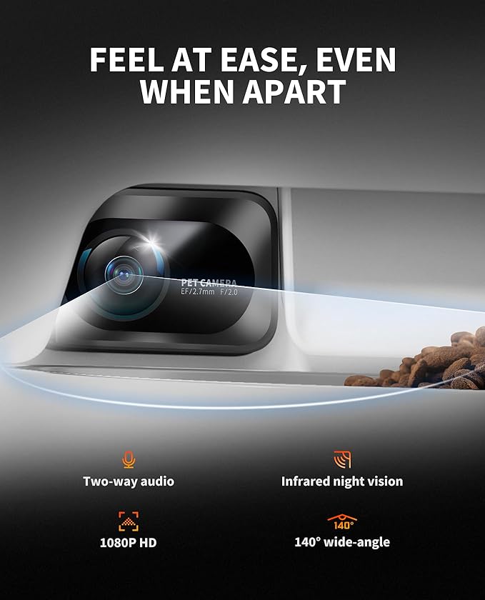 PETKIT Automatic Cat Feeder with AI Camera for Two Cats, 1080P HD Video with Night Vision, 2.4G WiFi Pet Feeder with 2-Way Audio for Cat & Dog, Dual Food Hopper 4-Stage Fresh Lock Dry Food Dispenser
