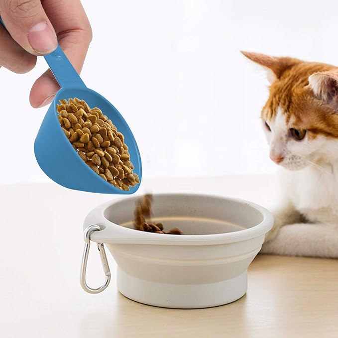 Lainrrew Pet Food Scoop, Dog Food Cups Plastic Measuring Cups and Spoons Set Cat Food Scoop Utility Kitchen Scoops for Dog Cat Bird Food