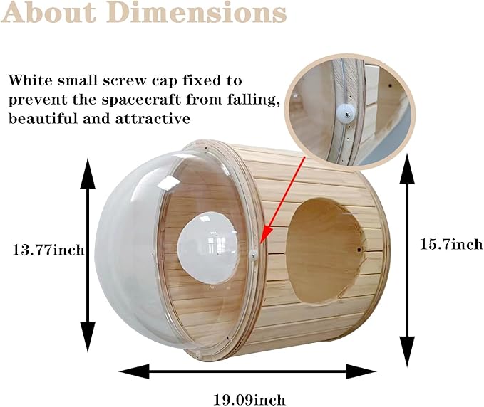 Wall-Mounted Cat Bed Furniture Round Space Capsule Acrylic Cat Perch Steps Cat Wooden Shelf Cat Lover Gift Cat Tree Tower-Side Stripe Style-1