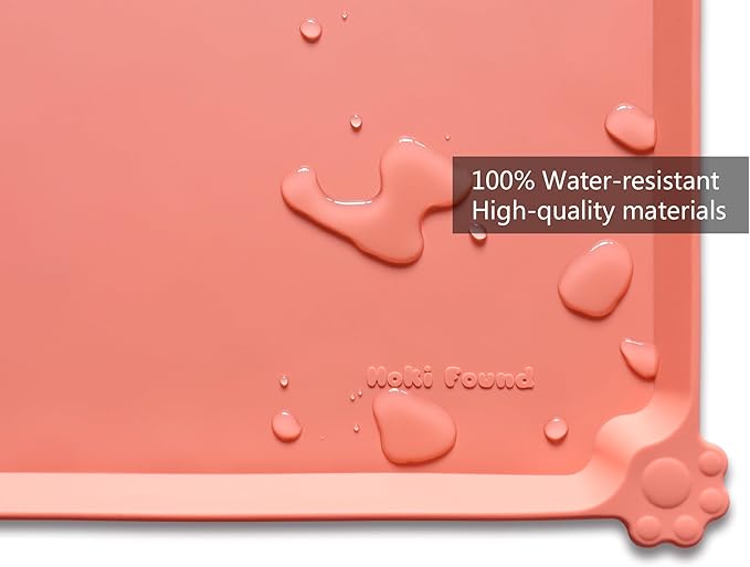Hoki Found Large Silicone Pet Food Mats Tray - Non Slip Pet Dog Cat Bowl Mats Placemat - Dog Pet Cat Feeding Mat - Waterproof Dog Cat Food Mats -Pet Water Mats for Floors-Burnt Coral