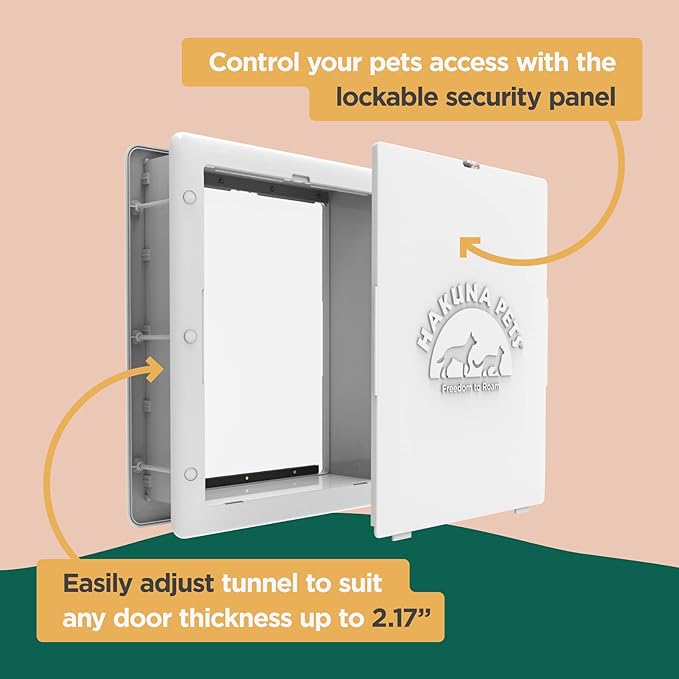 Essential Pet Door for Screens, Doors and Walls up to 2.17" Thick, for Dogs and Cats up to 11 lbs, Small, White