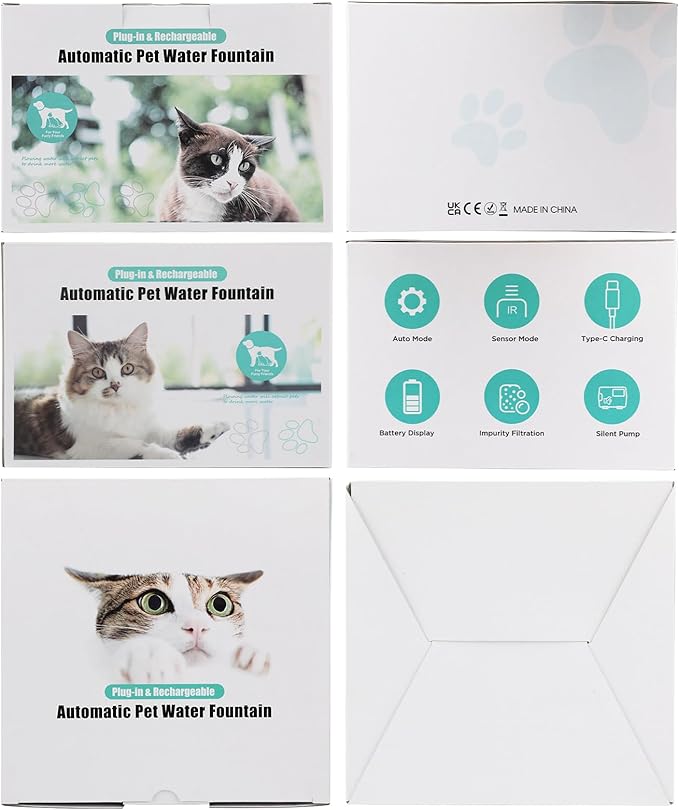 Portable Cat Water Fountain - Rechargeable Pet Fountain, Odorless and Easy to Clean Cat Water Dispenser, 34oz Capacity, Ideal for Cats and Dogs
