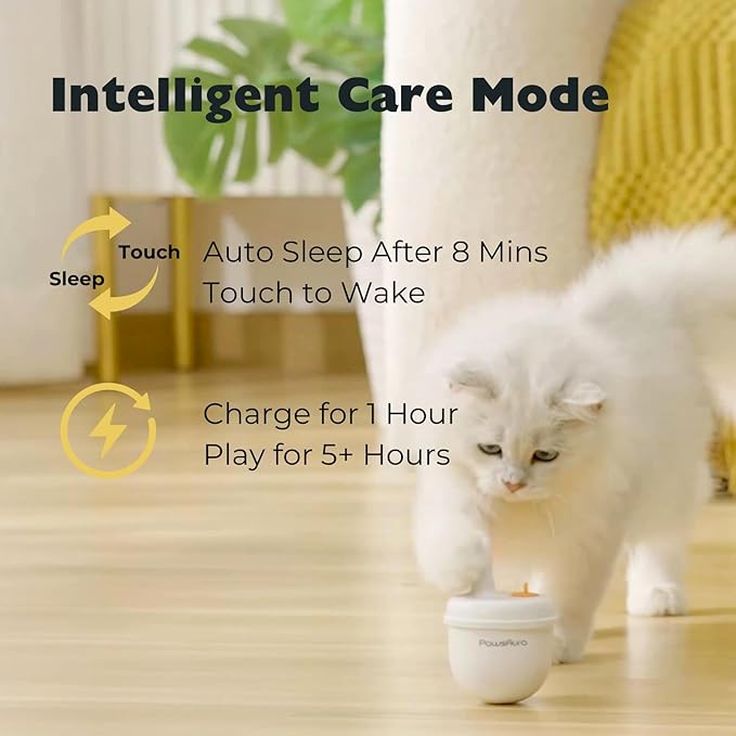 MayMaw Cat Laser Toy - Laser Cat Toys for Indoor Cats, Rechargeable Automatic Cat Laser Toy, Interactive Cat Toy with Tumbler Design, 360° Random Trajectory, 3 Modes, Catnip Included (Beige)