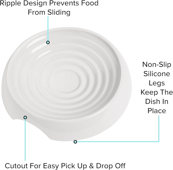 CatGuru Cat Bowls, Whisker Stress Free Food Bowl, Reliefs Fatigue, Wide Non Slip Shallow Dish, Feeding & Watering Supplies (Set of 2, Marshmallow)