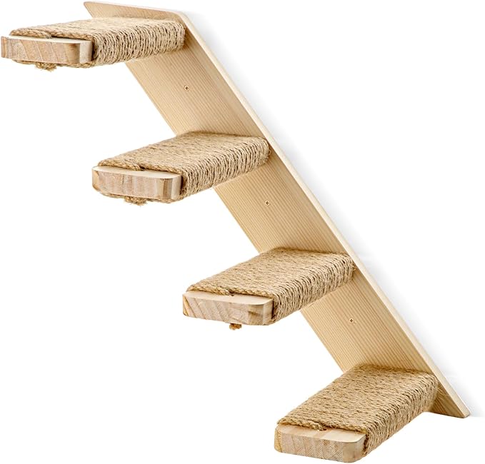 1 Pack 4 Steps Cat Wall Shelves Cat Wall Stairs with Sisal Rope.an Improved&Stronger Cat Wall Steps Cat Tree Supplies