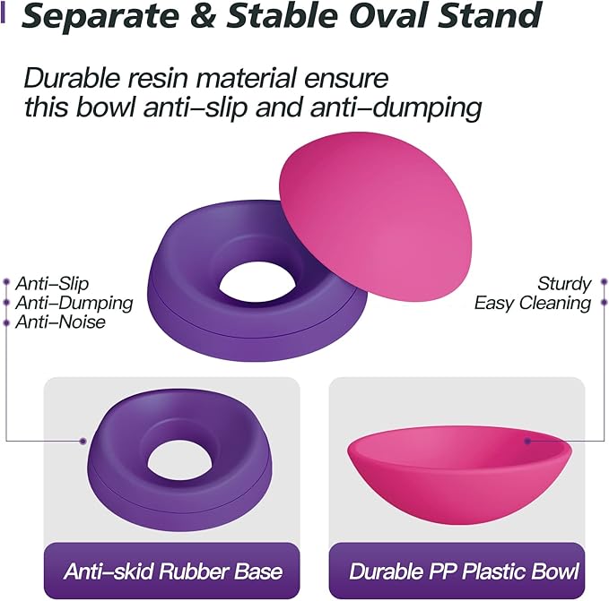 Cat Bowls Elevated Cat Food Bowl Adjustable Cat Dish Anti-Slip and Anti-Noise Raised Cat Bowl Protecting Pet’s Spine Thickened Plastic Bowl Suitable for Indoor Cats, 17 Oz