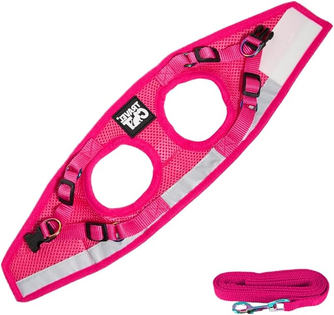 Travel Cat The Purrfectly Pink Harness & Leash Set - Adjustable Fit Mesh Cat Harness with Reflective Strap - Escape-Proof Harness for Cats, Kittens for Outdoor Walking, Hiking (Medium)