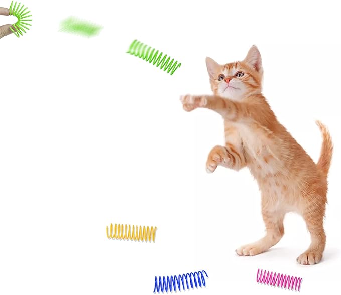 WishLotus Cat Toys for Indoor Cats Interactive 3.34in 4 Colors Cat Spring Toy, 12pc Big Springs Set Lightweight Durable High Elasticity Cat Spiral Springs for Cats to Swat, Hunt to Kill Time(12pc)