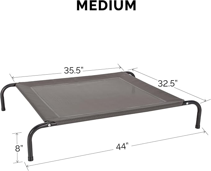 FurHaven Elevated Pet Cots - Cooling & Breathable Nylon Mesh Hammock for Dogs/Easy-to-Assemble / / Durable and Reinforced/Perfect for Rest & Relaxation Outdoors - Graphite Gray, Medium