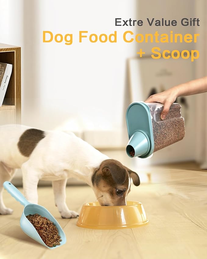 ANVS Dog Food Storage Container - Up to 30Lbs Collapsible Dog Food Container with Airtight Lids, Scoop and 2.5L Small Pet Food Storage Container Dry Food For Dog, Cat and Other Pet Food (Grey)
