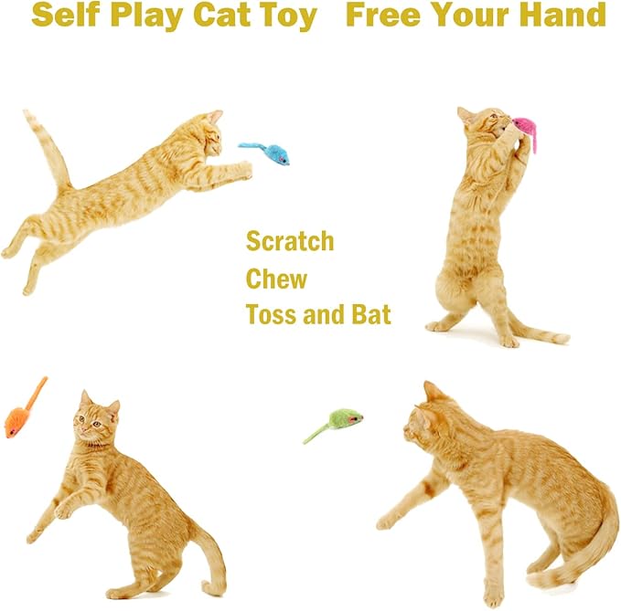 12PCS Cat Mouse Toy, Faux Fur Cat Mice Toys, 5.5” Realistic Size Mouse Toys for Cats, Rattle Cat Toy Mouse, Prefilled Catnip Mouse Cat Toy, Interactive Cat Toy for Bored Indoor Adult Cats