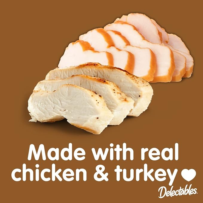 Hartz Delectables Gravy Non-Seafood Lickable Wet Cat Treat & Food Topper, Chicken & Turkey, 12 Pack, 1.40 Ounce (Pack of 12)