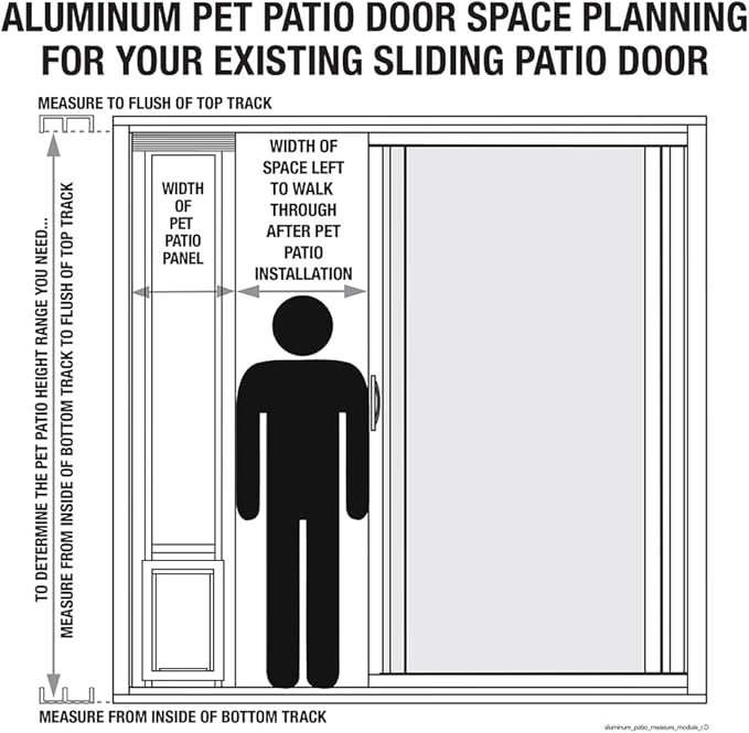 Ideal Pet Products Aluminum Pet Patio Door, Adjustable Height 77-5/8" to 80-3/8", 10-1/2" x 15" Flap Size, Mill/Silver
