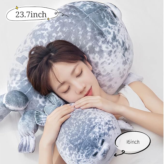 16 inch Cute Seal Plush Pillow: Soft Stuffed Animal Toy,Chubby Blob Seal Plushie for Boys Girls, Room Decor Hugging Pillow for Bed and Sofa Chair, Kids Gifts for Birthday,Valentine,Christmas