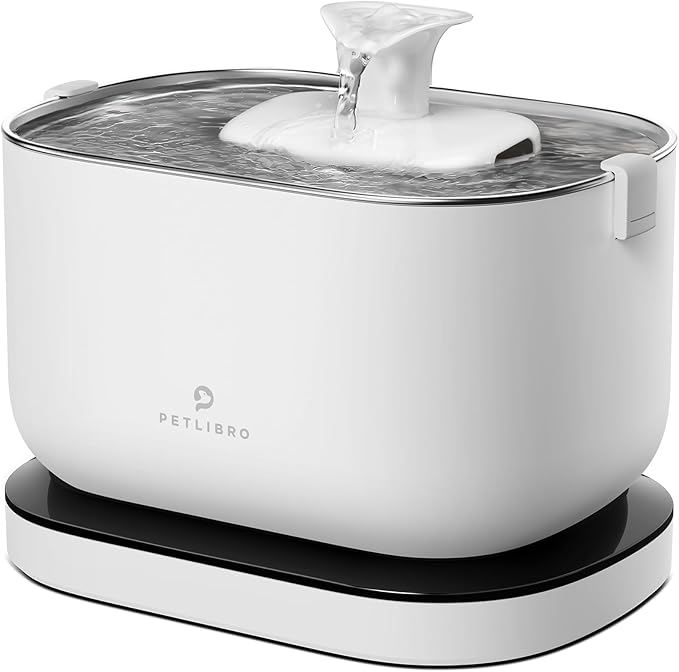 PETLIBRO Cordless Cat Water Fountain, Rechargeable Battery Operated Wireless Pet Water Fountain, 2.5L/84oz Cat Water Dispenser for Drinking with Quiet Pump Stainless Steel Tray Easy Clean BPA-Free