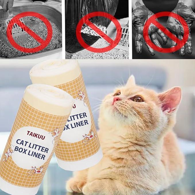 120 Count Cat Litter box Liners, Compatible with Automatic Thick Drawstring Heavy Duty Replacement Waste Trash Bags -20.5" x 17.7"