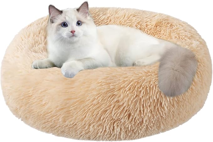 Nisrada Cat Beds for Indoor Cats,24 Inch Dog Bed for Small Melium Large Dogs, Washable-Round Pet Bed for Puppy and Kitten with Slip-Resistant Bottom