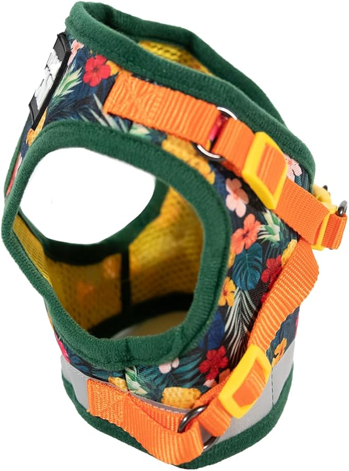 Travel Cat Harness and Leash Set - Adjustable Fit Mesh Cat Harness and Reflective Strap - Comfort Escape Proof Harness for Cats, Kitten for Outdoor Walking, Hiking (Medium, Hawaiian)