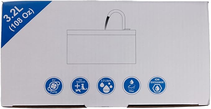 Cat Water Fountain: 108oz/3.2L Cat Fountain Super Silent Pet Water Fountain - Water Fountains for Cats Indoor - Faucet Cat Fountain - Quiet Water Pump - Suitable for Cats and Dogs - BEMOONY