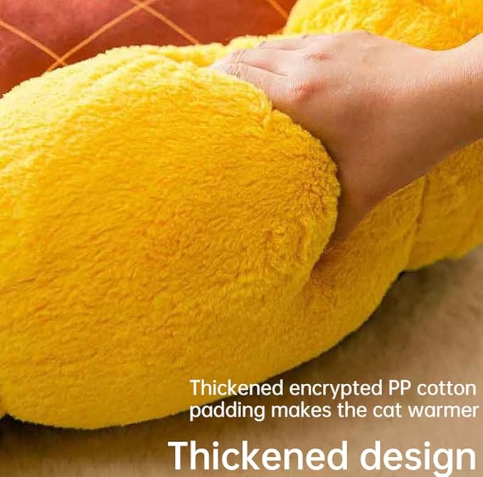 Cat Nest Flower Shape Cat Sofa Bed Cute and Comfortable Pet Cat House Thickened Non-Slip Soft Pet Bed Suitable for Small Cats and Dogs (S,Gray)