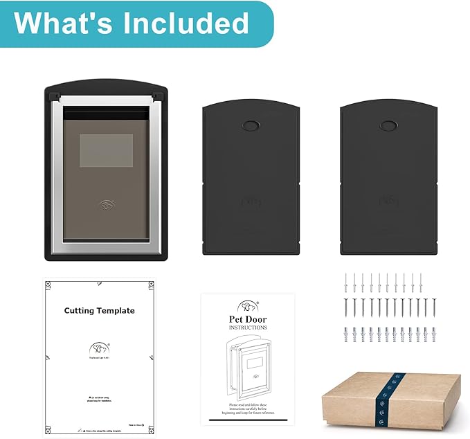 ClawJaw Doggy Door for Wall, Metal Frame and Telescopic Tunnel Pet Door, Double-Sided Wind Deflector and Magnetic Flaps, Easy to Install, Black (Pets Up to 50 Lb)-Medium