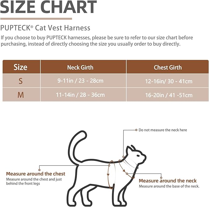 PUPTECK Cat Harness and Leash Set Escape Proof, Reflective Adjustable Soft Mesh Kitten Vest Harness for Walking Travel, Black, M