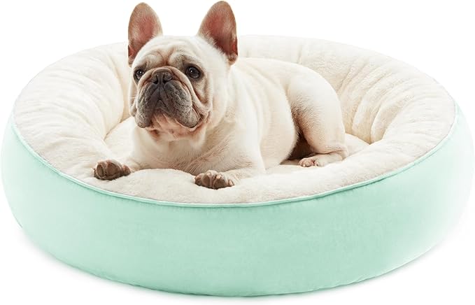 Love's cabin Round Donut Cat and Dog Cushion Bed, 25in Pet Bed for Small or Medium Dogs, Anti-Slip & Water-Resistant Bottom, Soft Durable Fabric Pet Beds, Washable Calming Cat & Dog Bed Teal