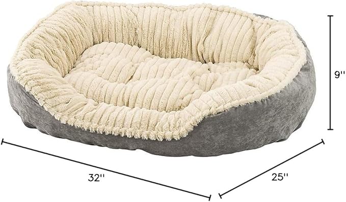 SPOT Sleep Zone Faux Suede Carved Plush Lounger, Cuddler, Napper Dog Bed - Fabric Bottom - 32X25 Inches/Grey/Attractive, Durable, Comfortable, Washable. by Ethical Pets (32930)