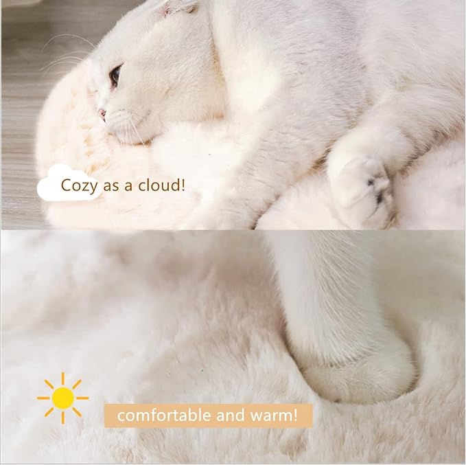 SHENGOCASE 2-Pack 16" x 23.6" Faux Rabbit Fur Cat Dog Bed Cushion, Soft and Non-Shedding
