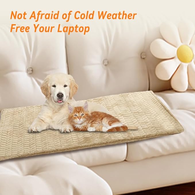 Heeyoo Pet Heating Pad, Adjustable Temperature Dog Cat Heating Pad with Timer, Waterproof Heated Dog Bed with Chew Resistant Cord, Auto Power-Off Indoor Pet Heated Mat for Dogs and Cats