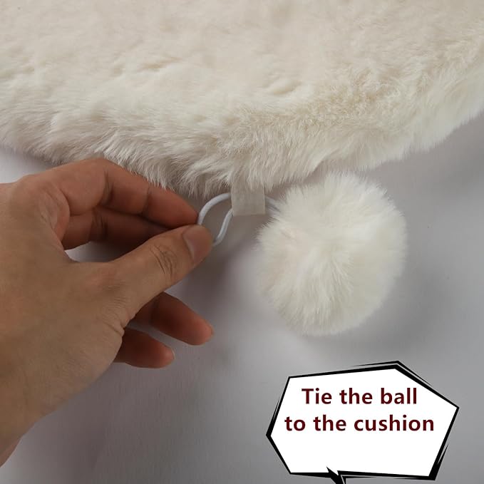 SHENGOCASE 2-Pack 16" x 23.6" Faux Rabbit Fur Cat Dog Bed Cushion, Soft and Non-Shedding