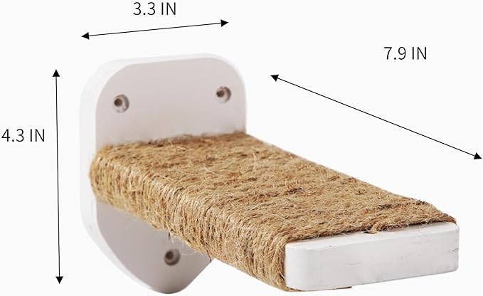 3 Pcs Cat Wall Steps, Cat Shelves and Perches for Wall, Wall-Mounted Cat Climbing Shelf with Hemp Rope Covered, Cat Wall Furniture Steps Set with Scratching Pads for Cats Playing and Climbing (White)