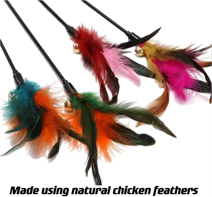 15-Pack Cat Feather Toys and Teaser Wand- Feather Toys for Cats,cat Feather Toy, cat Toys for Indoor Cats,Feather Stick cat Toy cat Teaser Wand - Feather Wand cat Toy