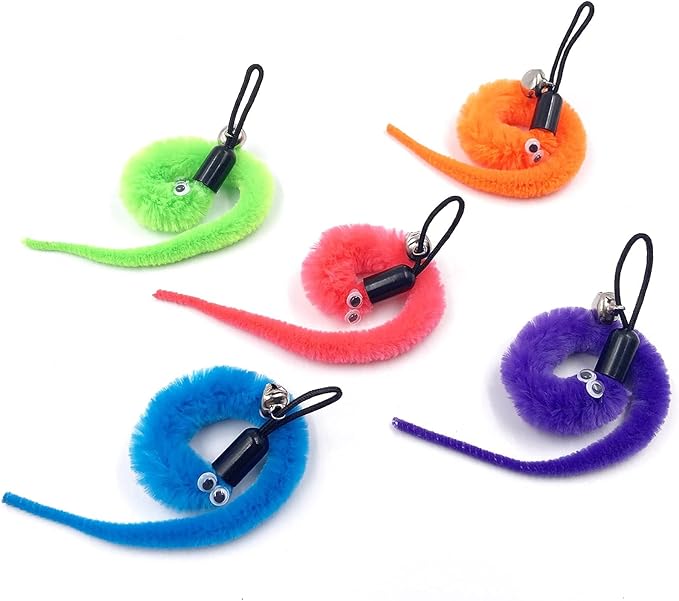Cat Worm Toy Refills Cat Toys Wand Replacement, 15 Pieces Cat Worms Refill, Worm Cat Toy Attachment for Cat Wand