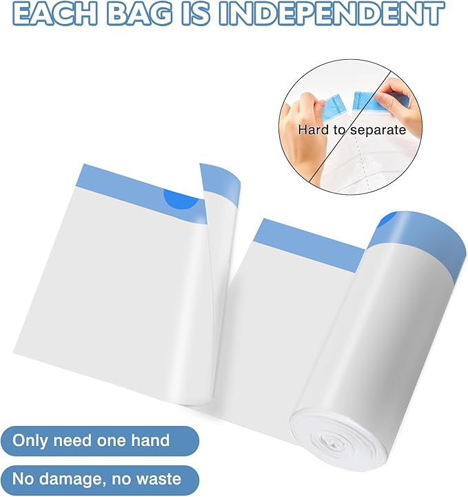 100 Count Self-Cleaning Cat Litter Box Liners 25.6" x 16.5" Compatible with Litter Robot Automatic Cat Litter Box, Drawstring Heavy Duty Cat Litter Bags, 7-9 Gallon Trash Bag (4 Roll)