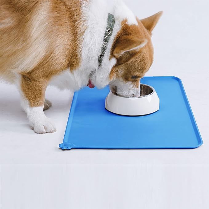 AUDWUD Silicone Waterproof Pet Feeding Mats,Anti Slip Bowl Pad,Dog Mat for Food and Water