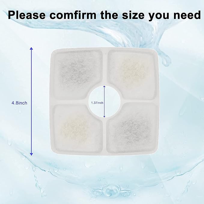 Pack Cat Water Fountain Filters, Cirfifth Cat Fountain Filter Replacement, for Square Cat Water Fountain Inside (4 Pack)