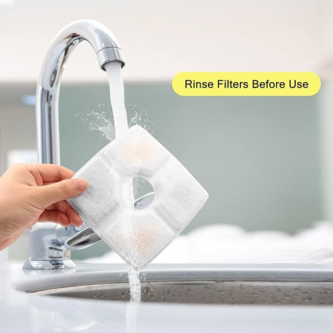 Cat Water Fountain Filters,10 Pack Replacement Filter Fit for Top Square 84oz/2.5L Cat Pet Fountain, 3 Filtration System