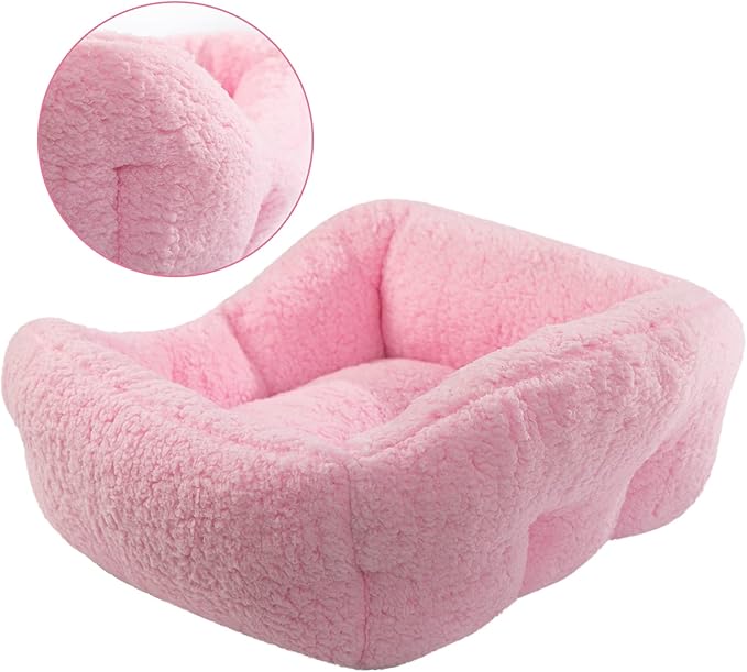 Hollypet Sherpa Fleece Dog Bed, Self-Warming Pet Bed for Small-Sized Dogs Cats Sleeping Bag Cushion, Rectangular Pet Bed, Pink