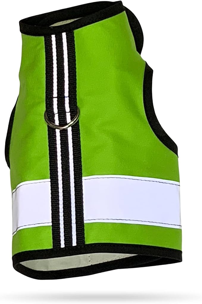 Reflective Cat Harness - High-Visibility Cat Vest for Day & Night | Secure, Breathable and Washable Cotton | Ideal for Walking & Traveling - Loud Lime, XS