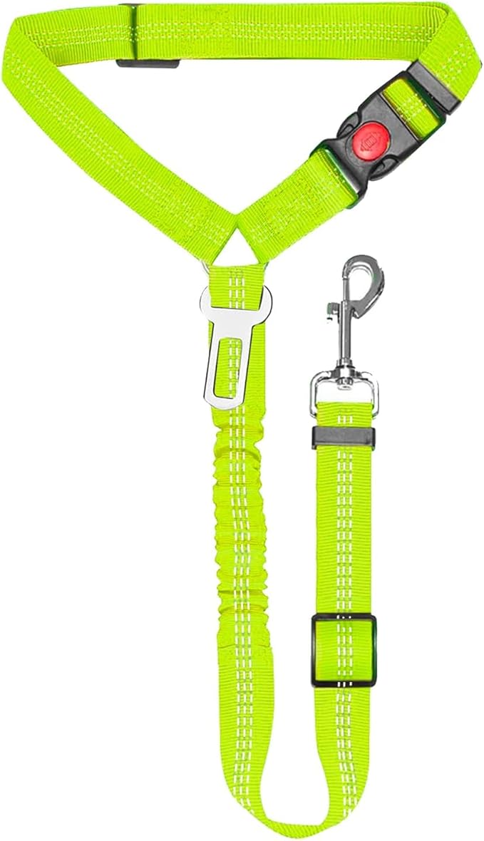 1 Packs Removable Dog Seat Belt Harness for Car, 3 in 1 Pet Dog Car Seatbelt Leash, Retractable Restraint Secures to Vehicle Headrest & Adjustable Reflective Dog Seatbelt Tether